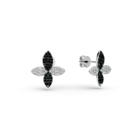 Cercei din aur alb cu diamante negre si incolore de 1.02ct
