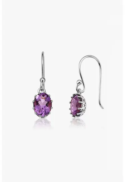 Cercei din argint veritabil 925 cu ametist Serene - Violet/Argintiu