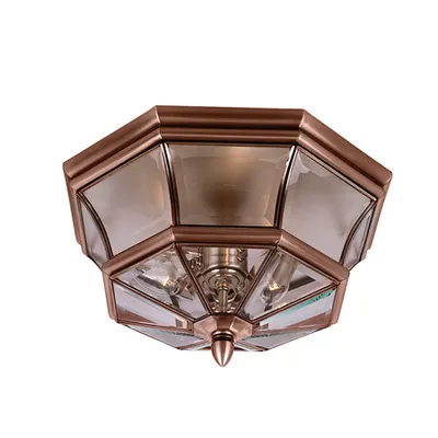 Corp de iluminat decorativ pentru exterior, Newbury 3 Light Flush Mount – Aged Copper