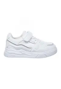 Pantofi sport de piele ecologica cu banda velcro - Alb