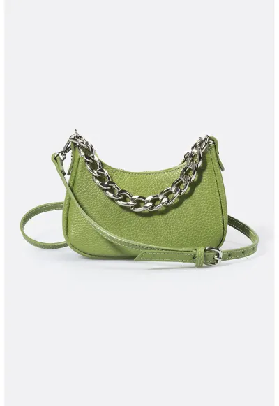 Geanta crossbody din piele - Verde fistic