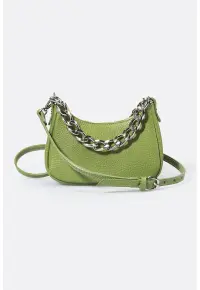 Geanta crossbody din piele - Verde fistic