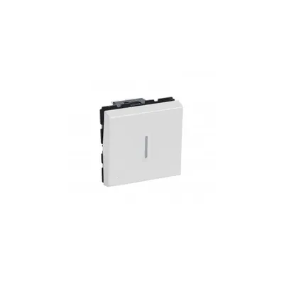 Intrerupator cap scara Mosaic - cu LED indicator - 10 AX 250 V~ - 2 module - alb