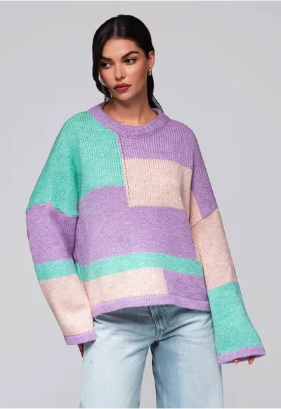 Pulover colorat LW-SWSW-0108 - Mov deschis