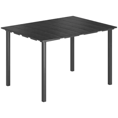 Outsunny Masă de Dining pentru Exterior pentru 4 Persoane, Masă Dreptunghiulară de Grădină cu Blat din HDPE și Cadru Metalic, Neagră | Aosom Romania
