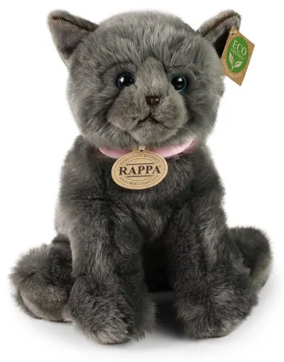 Jucărie de pluș Rappa Eco Prieteni – Pisică British Shorthair gri, 25 cm