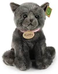 Jucărie de pluș Rappa Eco Prieteni – Pisică British Shorthair gri, 25 cm