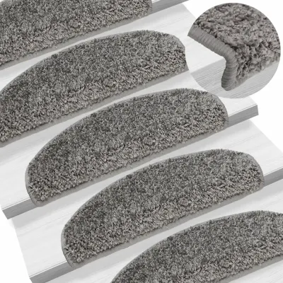 vidaXL Covorașe pentru scări, 15 buc., 65x21x4 cm, gri, semirotunde, mari