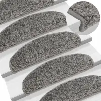 vidaXL Covorașe pentru scări, 15 buc., 65x21x4 cm, gri, semirotunde, mari