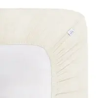Cearceaf muselina organica, cu elastic, Little Amy, Crem, 80 x 160 cm