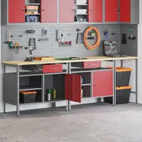 vidaXL Set banc de lucru 3 buc. Negru și Gri Oțel vopsit electrostatic