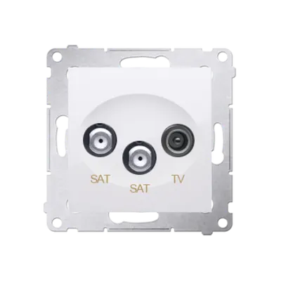 Priza dubla SAT-SAT-RTV de capat, alb