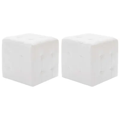 vidaXL Taburet, 2 buc., alb, 30x30x30 cm, piele ecologică