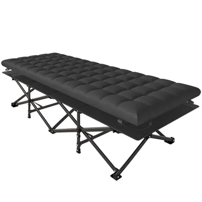 Outsunny Pat de camp pliant cu husă de transport, pat de camping până la 200 kg, interior, exterior, 200 x 80 x 40 cm, Negru | Aosom Romania