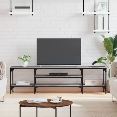 vidaXL Comodă TV, sonoma gri, 161x35x45 cm, lemn prelucrat & fier