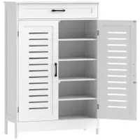HOMCOM Dulap pentru Încălțăminte cu Uși cu Lamele Sertar și Rafturi Reglabile pentru 20 Perechi 78x37x115,8 cm Alb | Aosom Romania