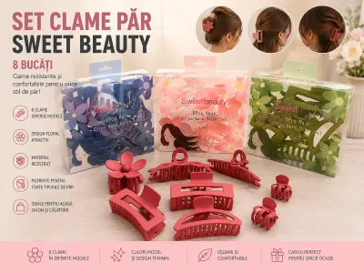 Set clame par Sweet Beauty BX-4455 cu 8 accesorii colorate Engros