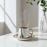 Serviciu de cafea Morello - 6 cești cu farfurii, 100 ml, Gray & Gold