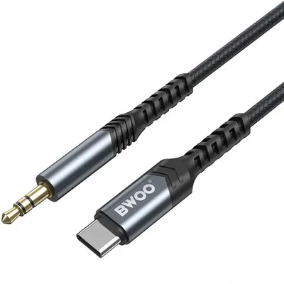 Cablu Audio USB-C - 3.5mm BWOO BO-AUX066, 1.2m, Negru