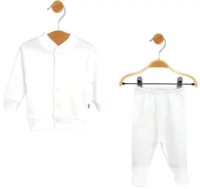 Set pentru bebeluși din 2 piese Rainy - Cardigan și colanți, albi, 62 cm, 2-4luni