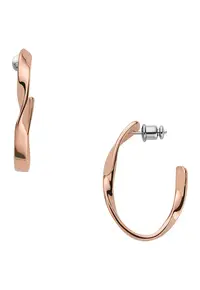 Cercei rotunzi din inox - Auriu rose