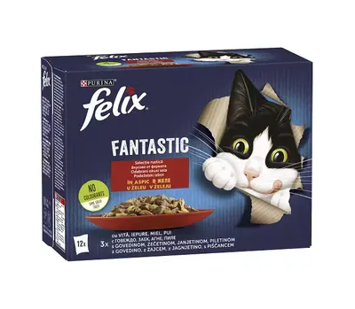Felix Fantastic Pui, Vita, Iepure, Miel in Aspic Multipack 12x85g