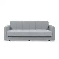Canapea extensibila MARBELLA ONE, 3 locuri, cu arcuri si lada depozitare, gri, 214x73x80 cm
