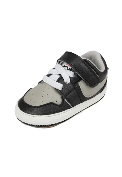 Pantofi Sport Model Smart - Piele ecologica - Baieti - Siret - Velcro - Negru/Gri