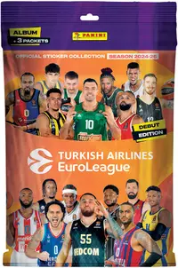 Album de colecție și stickere Panini - Euroleague 2025: Starter Pack Album plus 15 Stickers (3 packs of 5 stickers)