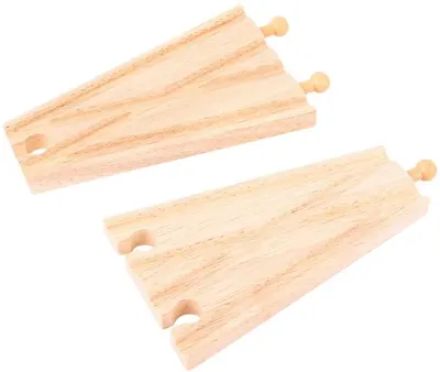 Set din lemn Bigjigs - Ramificari feroviare drepte, 2 bucati