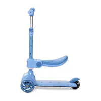 Trotineta pentru copii Lorelli Speedster Blue cu scaunel, roti din silicon cu led, ghidon reglabil, greutate admisa 50 kg