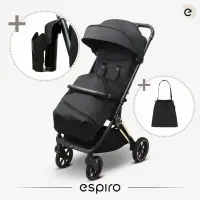 Carucior pentru copii Espiro Flame black 0-22 kg pliabil, cu suspensii, spatar reglabil, geanta, husa pentru picioare si suport pentru pahar