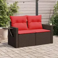Gossi canapea de gradina cu perne, 2 locuri, maro, poliratan