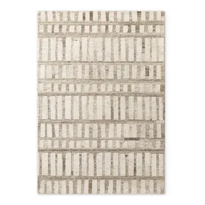 Covor crem țesut manual din lână 80x150 cm Boho 1.0 Linara – Vikosa