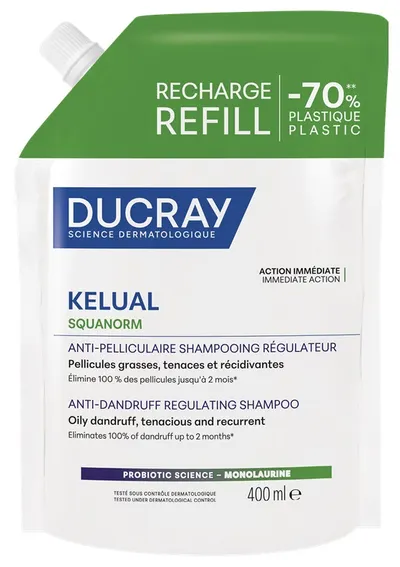 Ducray Kelual Squanorm Șampon reglator împotriva mătreții grase, a substanțelor de umplere, 400 ml