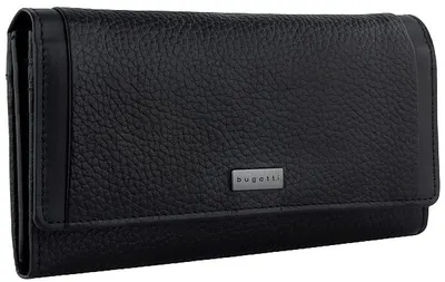 Portofel de dama din piele Bugatti Sina - Long, negru
