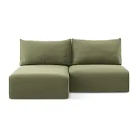 Colțar verde extensibil/cu spațiu de depozitare cu tapițerie din catifea (cu colț pe partea stângă/cu șezlong) Kalena – Makamii