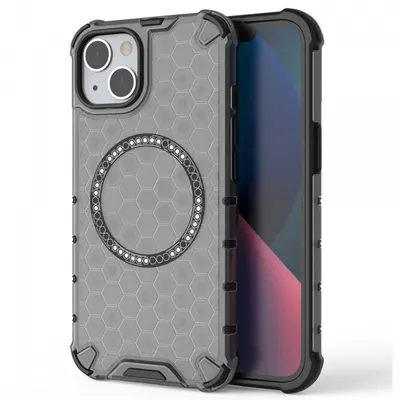 Husa MagSafe pentru Apple iPhone 14, Techsuit, HoneyComb Shield, Neagra