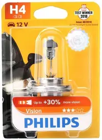 Bec auto Philips - H4, Vision +30% more light, 12V, 60/55W, P43t-38