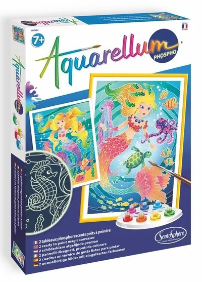 Set creativ de colorat Sentosphere - Sirene, cu vopsea fosforescenta