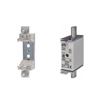 Pachet Protectie Circuit Electric: Soclu Siguranta Fuzibila NH00/NH000 1P (M8), Siguranta Fuzibila NH000 gG 20A 500V