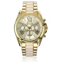 Ceas dama Quartz, Geneva Stylish, Auriu cu Crem