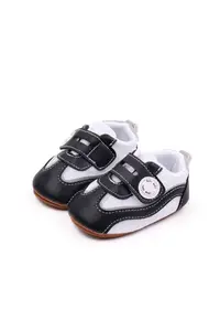 Pantofi Sport Model Baby - Piele ecologica - Velcro - Alb - Negru - Alb/Negru