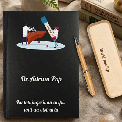 Cadou pentru Doctor Hepatolog- Agenda personalizata + set scris