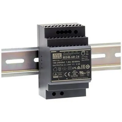Sursa de alimentare Mean Well HDR-60-24, 24V, 2.5A, montaj pe sina DIN