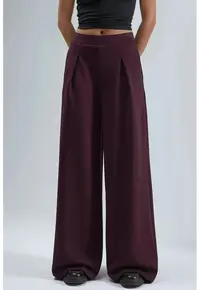 Pantaloni dama - textil - visiniu