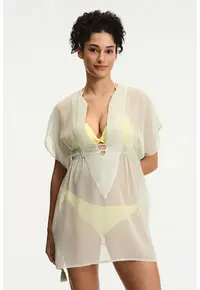 Rochie plaja cu decolteu in V - Bej deschis