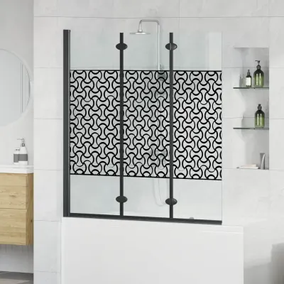 vidaXL Încărcare duș Negru și transparent 130 x 130 cm