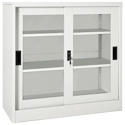 vidaXL Dulap cu ușă glisantă, gri deschis, 90x40x90 cm, oțel