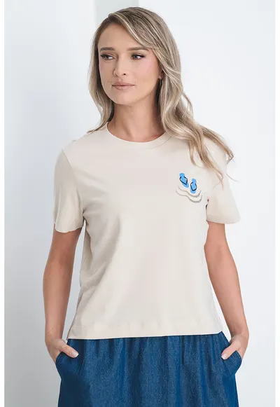 Tricou lejer de bumbac organic - Maro nisip